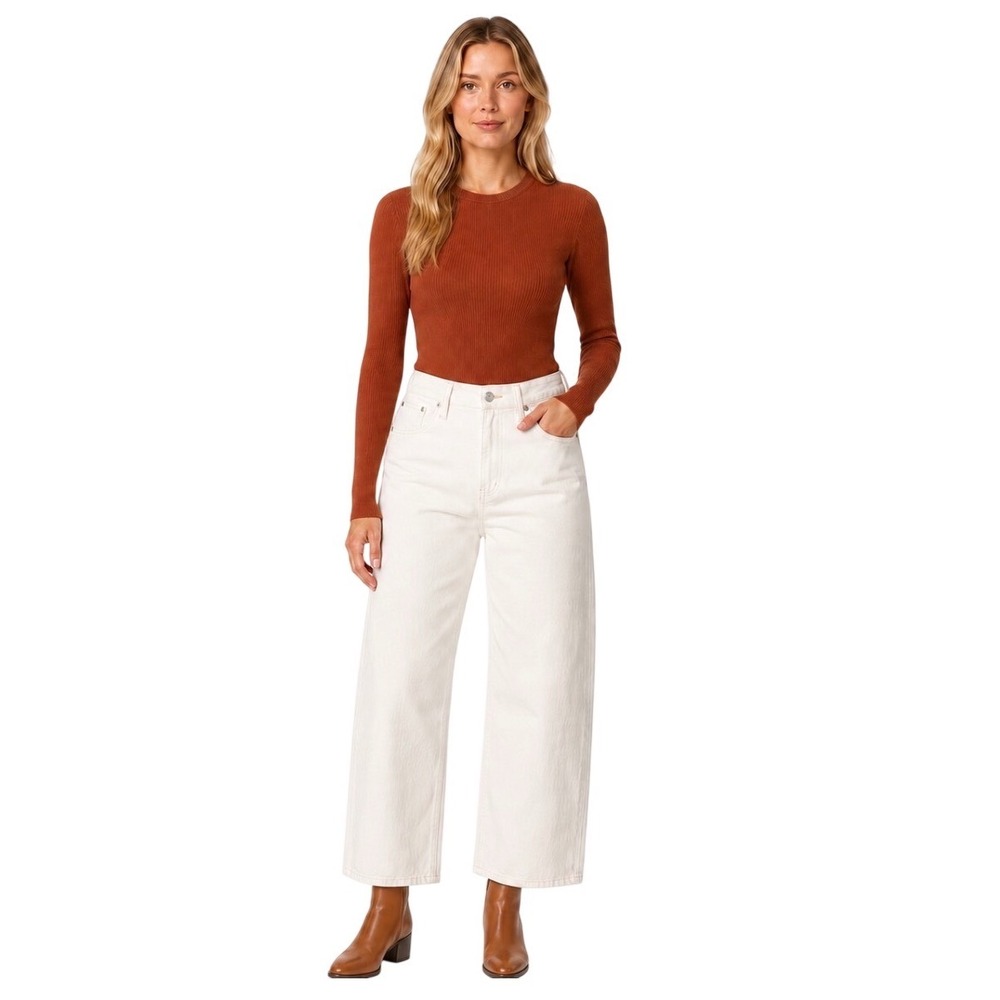 NWT Madewell The Perfect Vintage Wide-Leg Crop Jean in Tile White ND538 Size 29